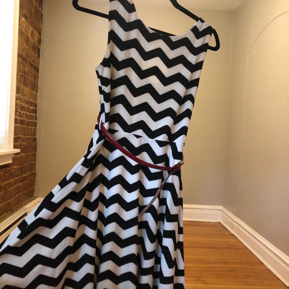 Medium Chevron Swing Dress with Belt - Picture 1 of 3